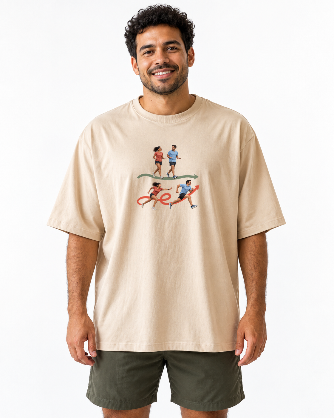 Camiseta Oversized Pace Combinado — homem em fundo branco