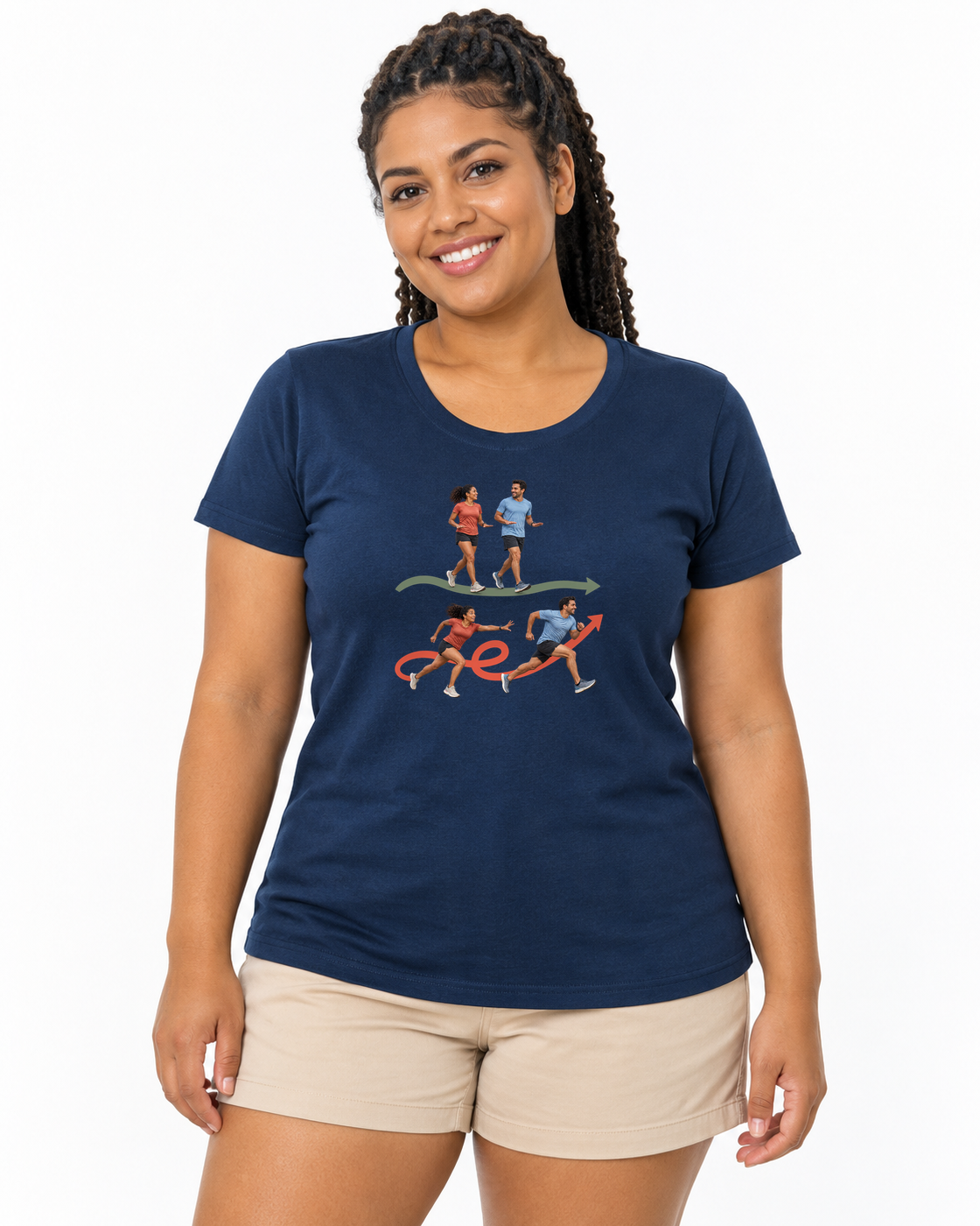 Camiseta Algodão Peruano Pace Combinado — mulher em fundo branco