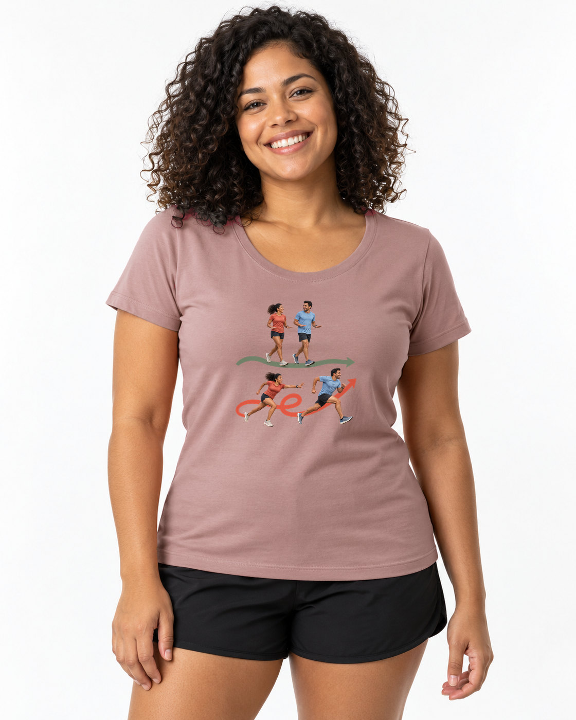Camiseta Unissex Pace Combinado — mulher em fundo branco