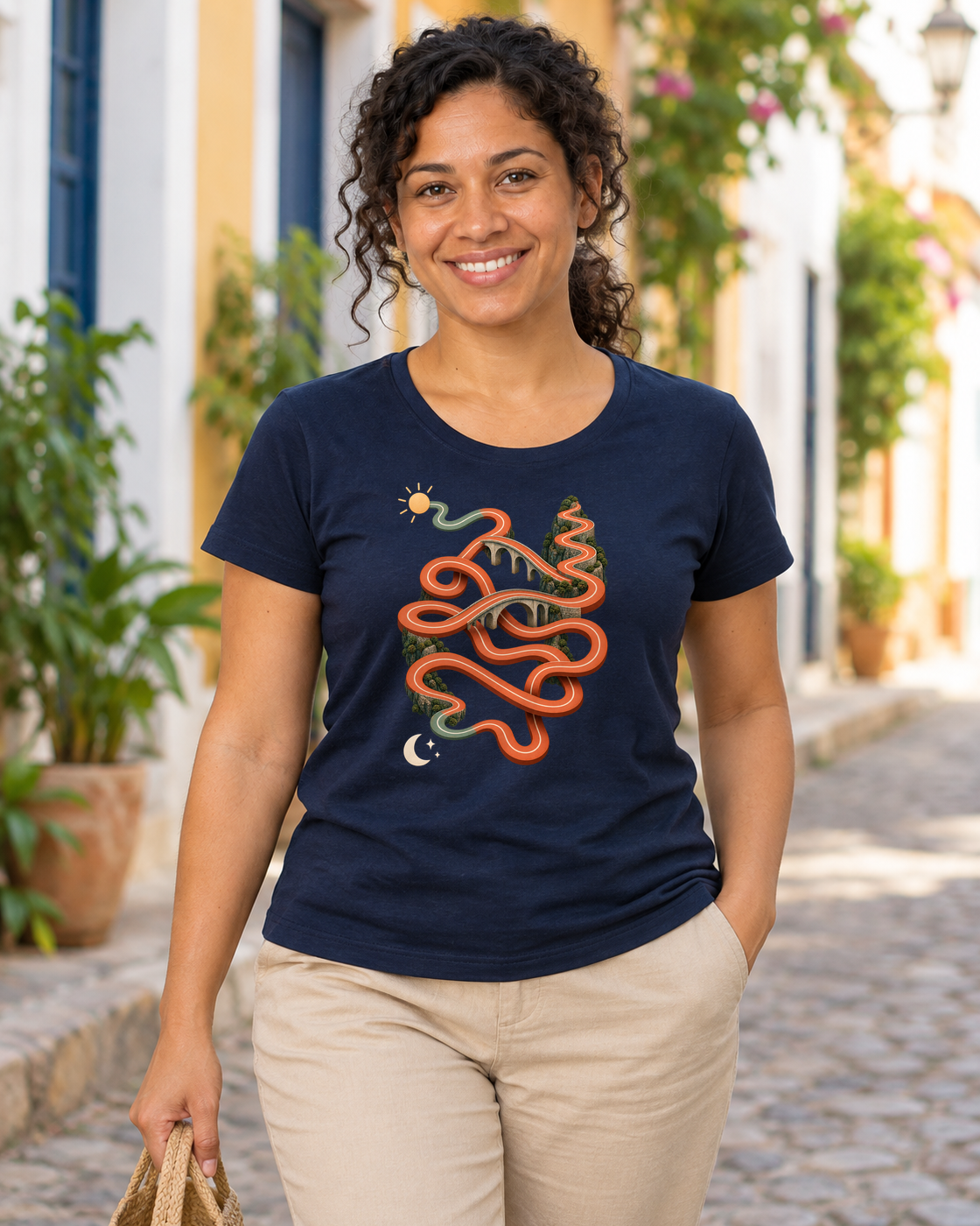 Camiseta Algodão Peruano Só um Trote — mulher em ambiente