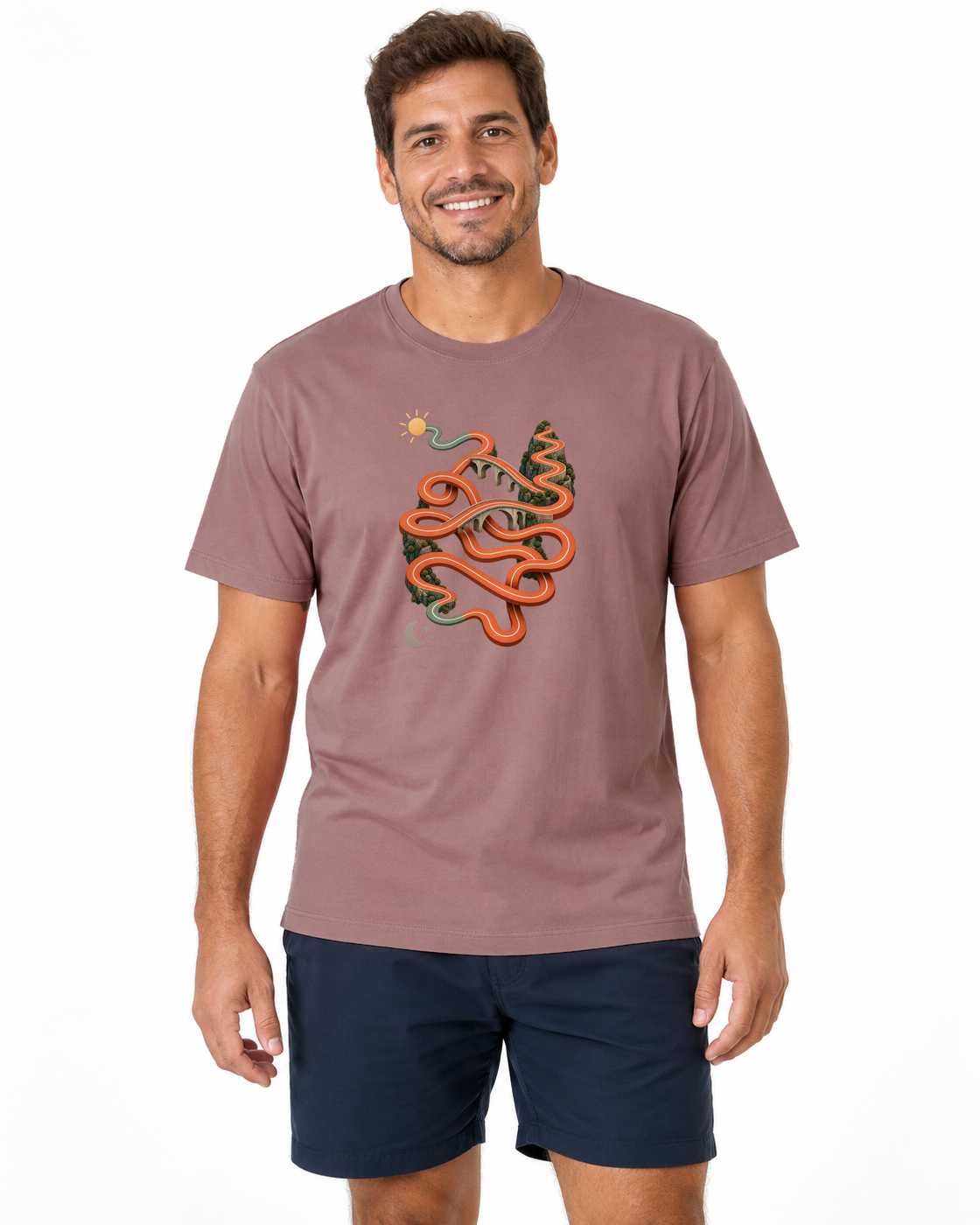 Camiseta Unissex Só um Trote — homem em fundo branco