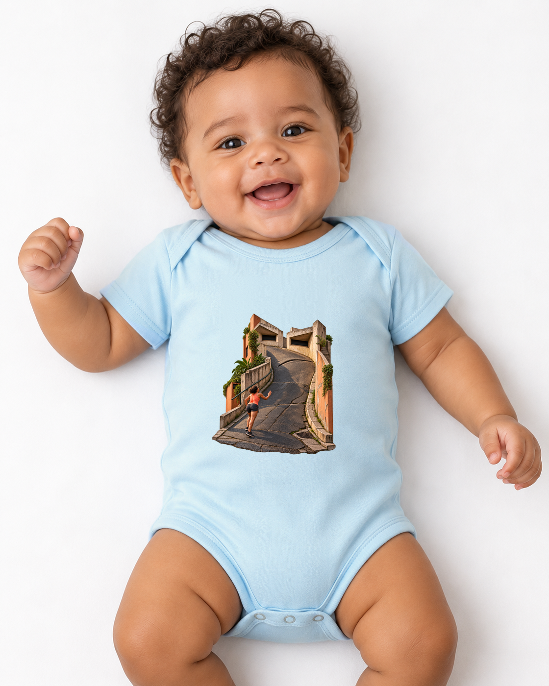 Body Infantil Azul Bebê - A Ladeira Opina, vista frontal