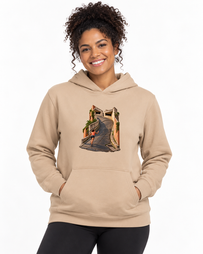 Hoodie Moletom A Ladeira Opina — mulher em fundo branco