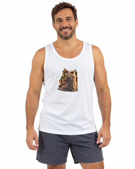 Regata Unissex A Ladeira Opina — homem em fundo branco