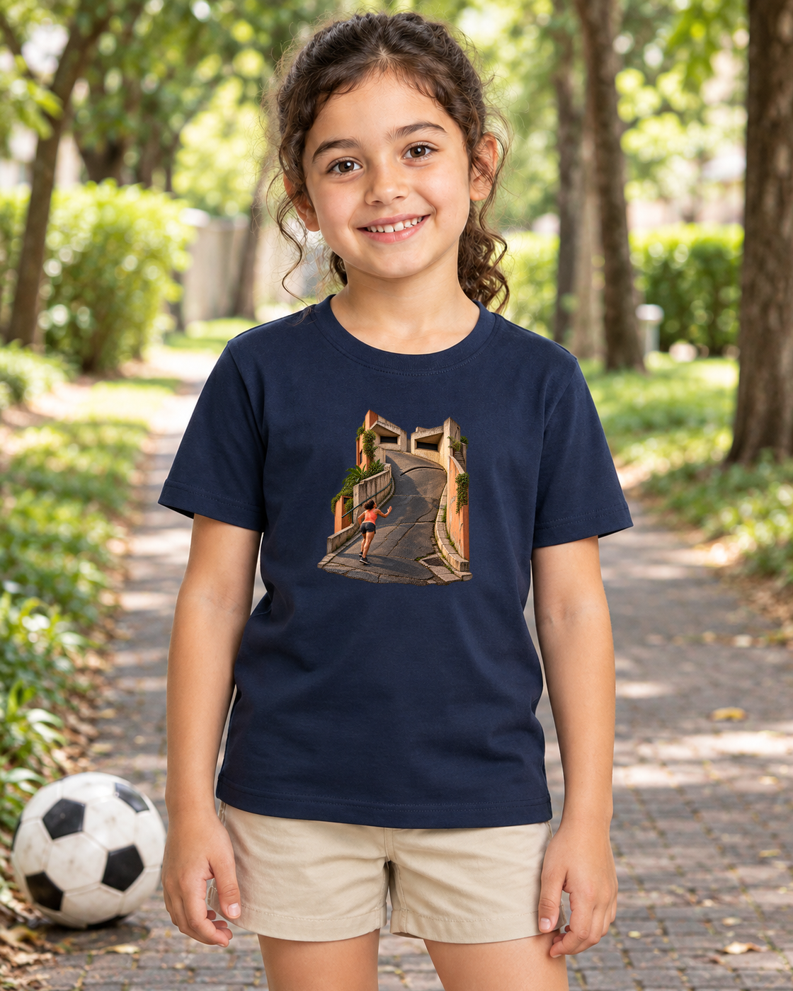 Camiseta Infantil A Ladeira Opina — menina em ambiente