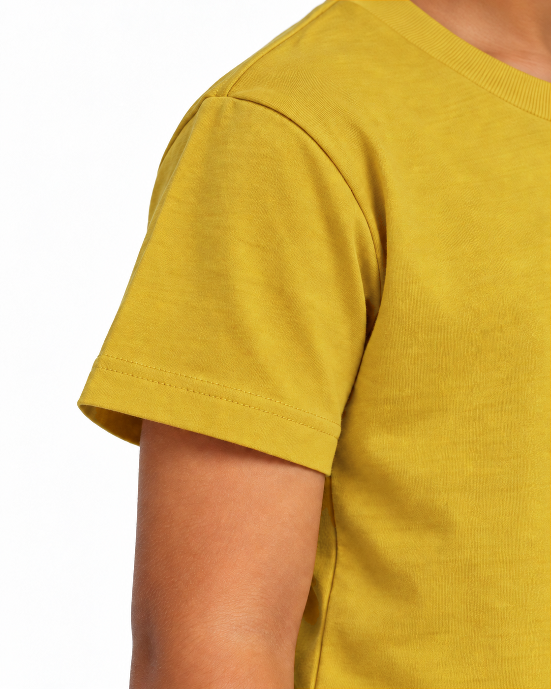 Camiseta Infantil A Ladeira Opina — detalhe da manga