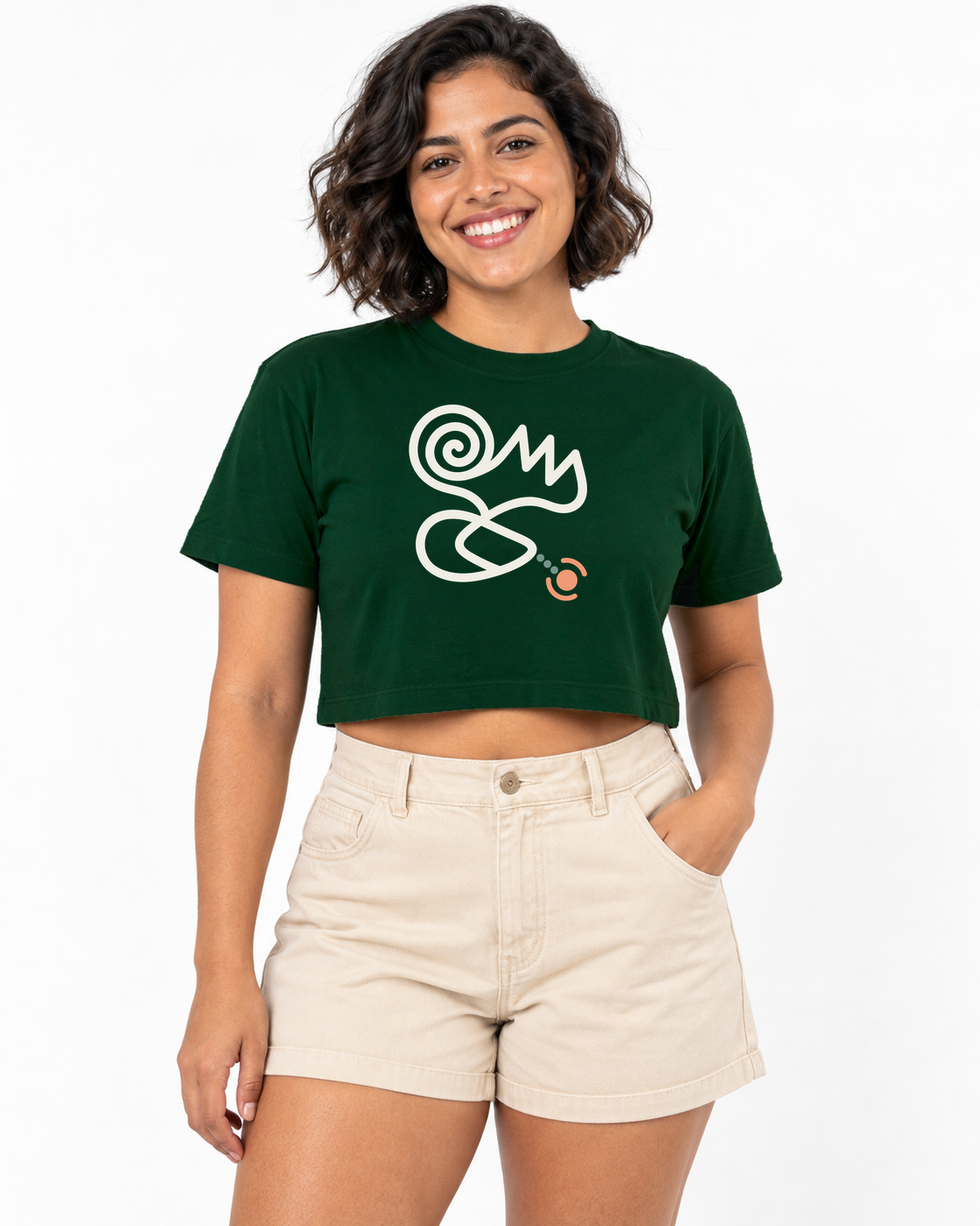 Cropped Verde Entrevoltas - GPS em Crise, modelo em estúdio
