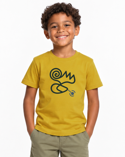 Camiseta Infantil Amarela Entrevoltas - GPS em Crise, estúdio