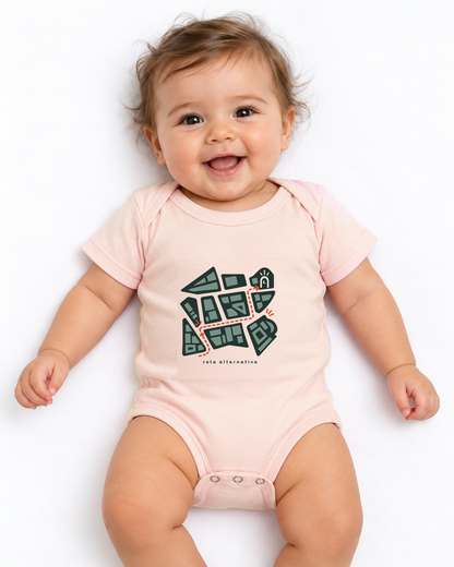 Plano de Emergência — body infantil Entrevoltas — bebê — rosa bebê — estúdio