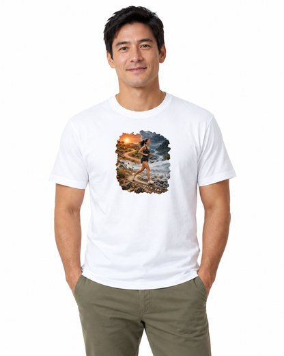 Clima Perfeito — camiseta algodão peruano Entrevoltas — modelo masculino — branca — estúdio