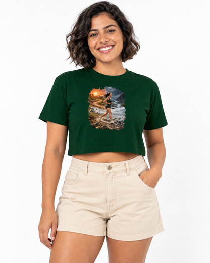 Clima Perfeito — cropped Entrevoltas — modelo feminino — verde — estúdio