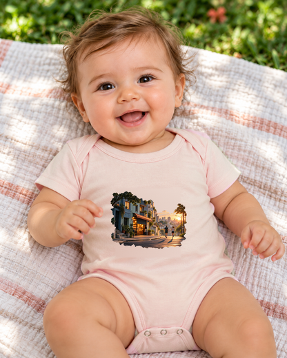 A Cidade Acorda — body infantil Entrevoltas — bebê — rosa bebê — lifestyle