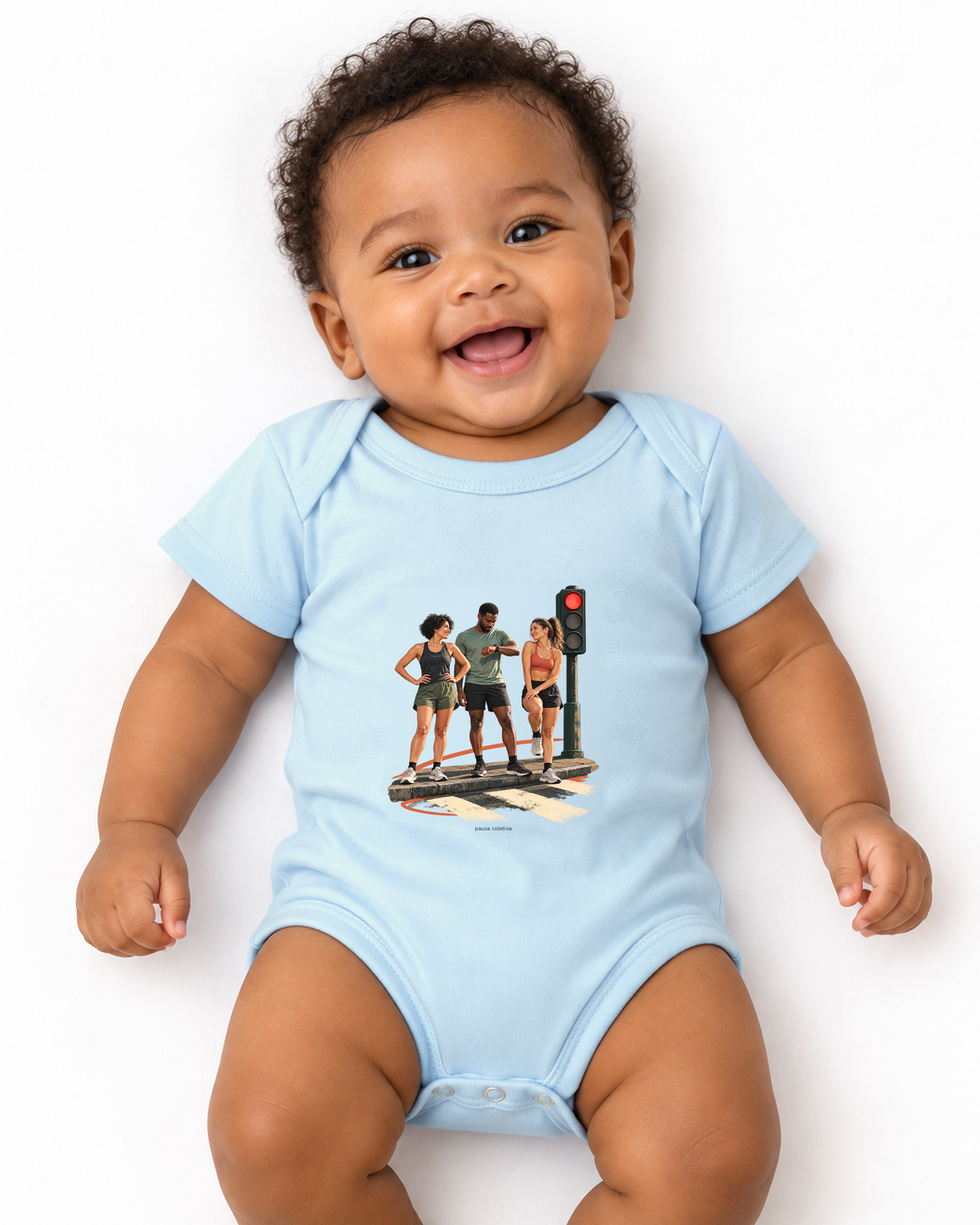 Semáforo Vermelho — body infantil Entrevoltas — bebê — azul bebê — estúdio