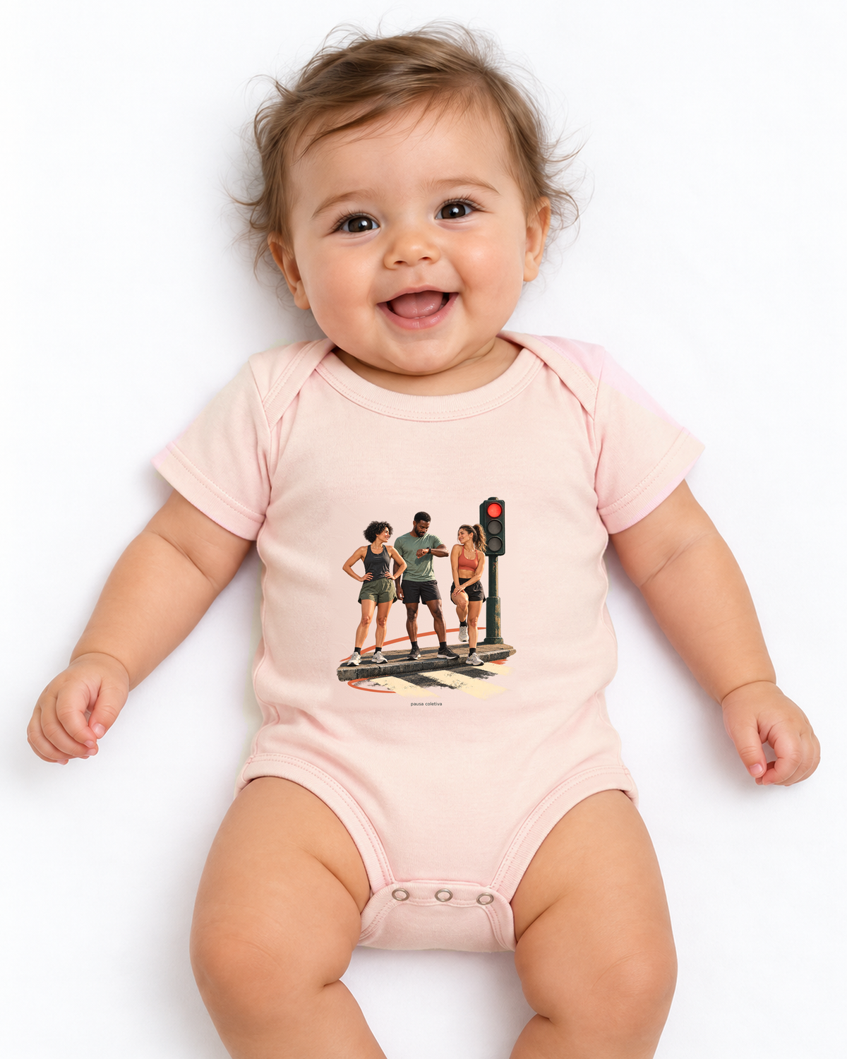 Semáforo Vermelho — body infantil Entrevoltas — bebê — rosa bebê — estúdio
