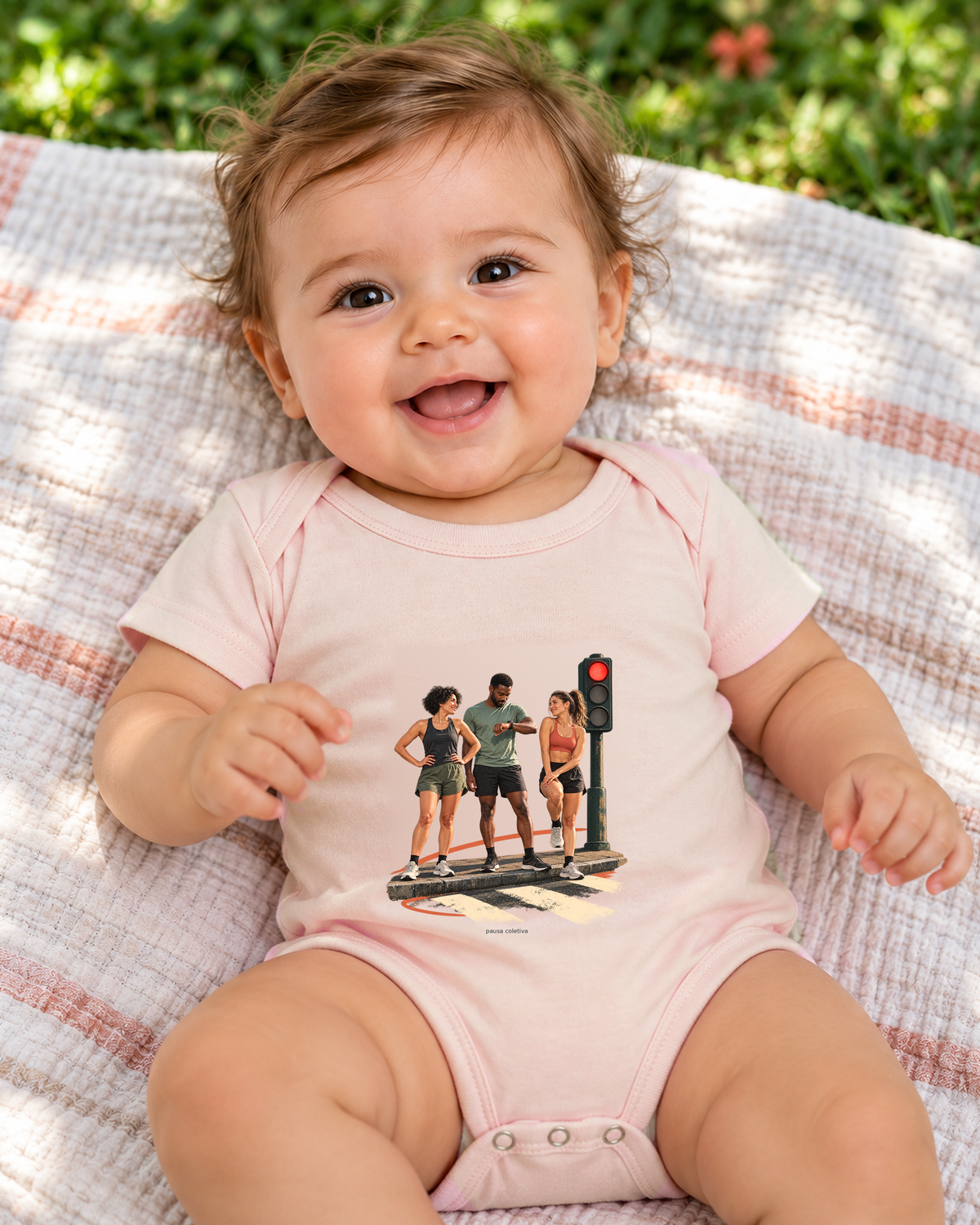 Semáforo Vermelho — body infantil Entrevoltas — bebê — rosa bebê — lifestyle