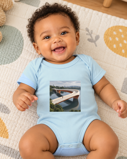 Pontes e Voltas — body infantil Entrevoltas — bebê — azul bebê — lifestyle