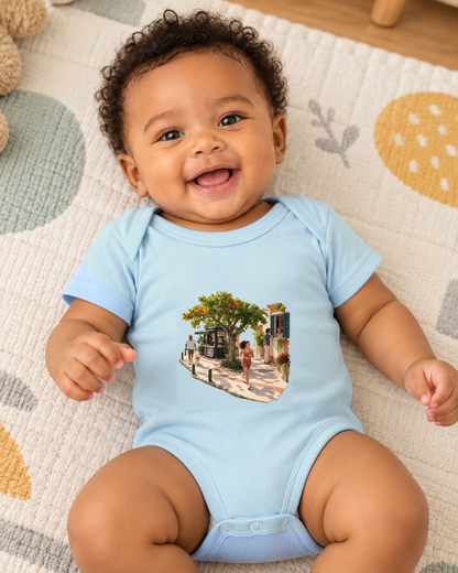 Calçada Viva — Body Infantil Entrevoltas — menino — azul bebê — ambiente