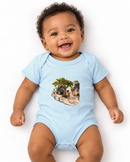 Calçada Viva — Body Infantil Entrevoltas — menino — azul bebê — estúdio