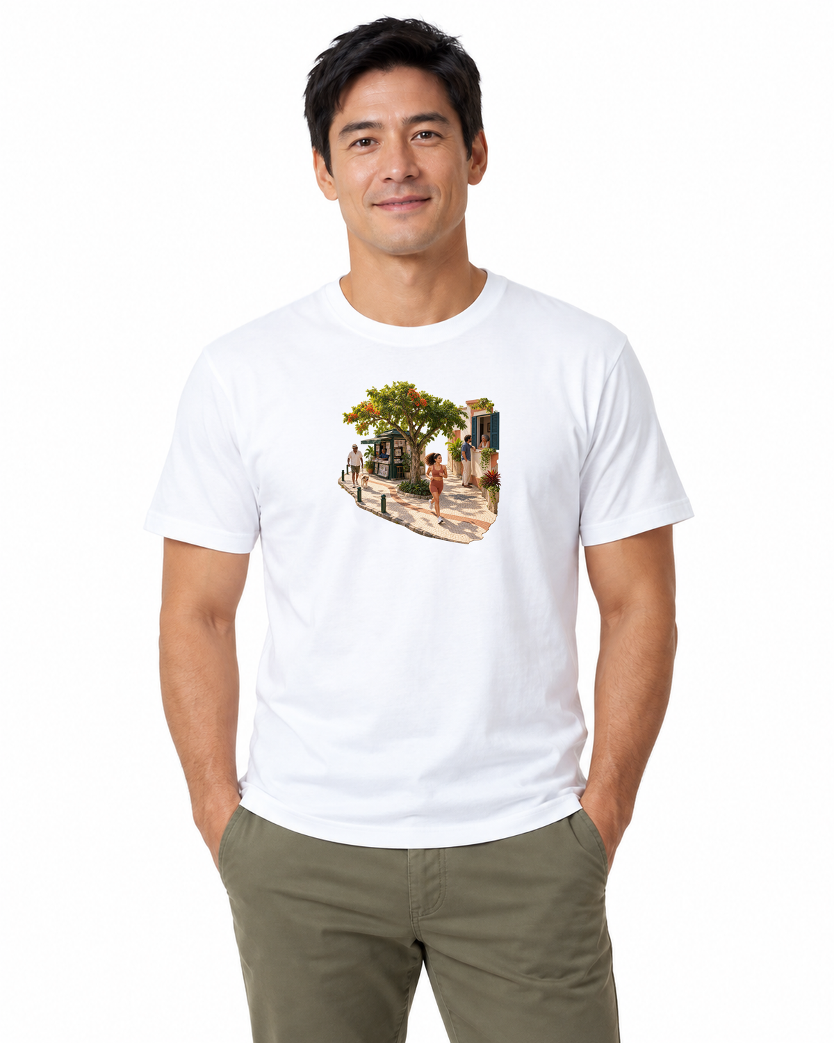 Calçada Viva — Camiseta Algodão Peruano Entrevoltas — masculino — branca — estúdio