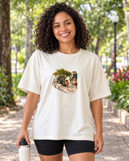 Calçada Viva — Camiseta Oversized Entrevoltas — feminino — off white — ambiente