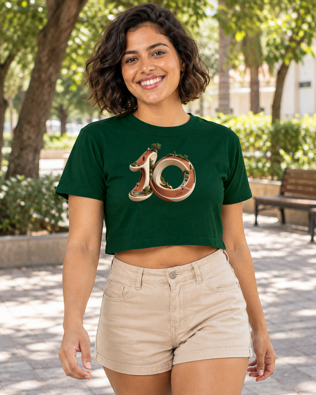 Cropped - Dez Redondo, cor Verde, modelo feminino, ambiente