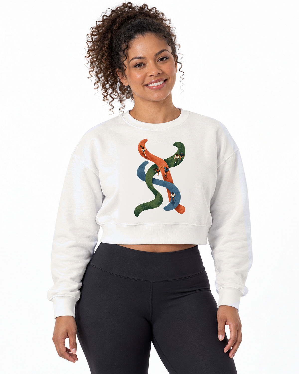 Cropped Moletom - Rotas que se Cruzam, cor Branca, modelo feminino, estúdio