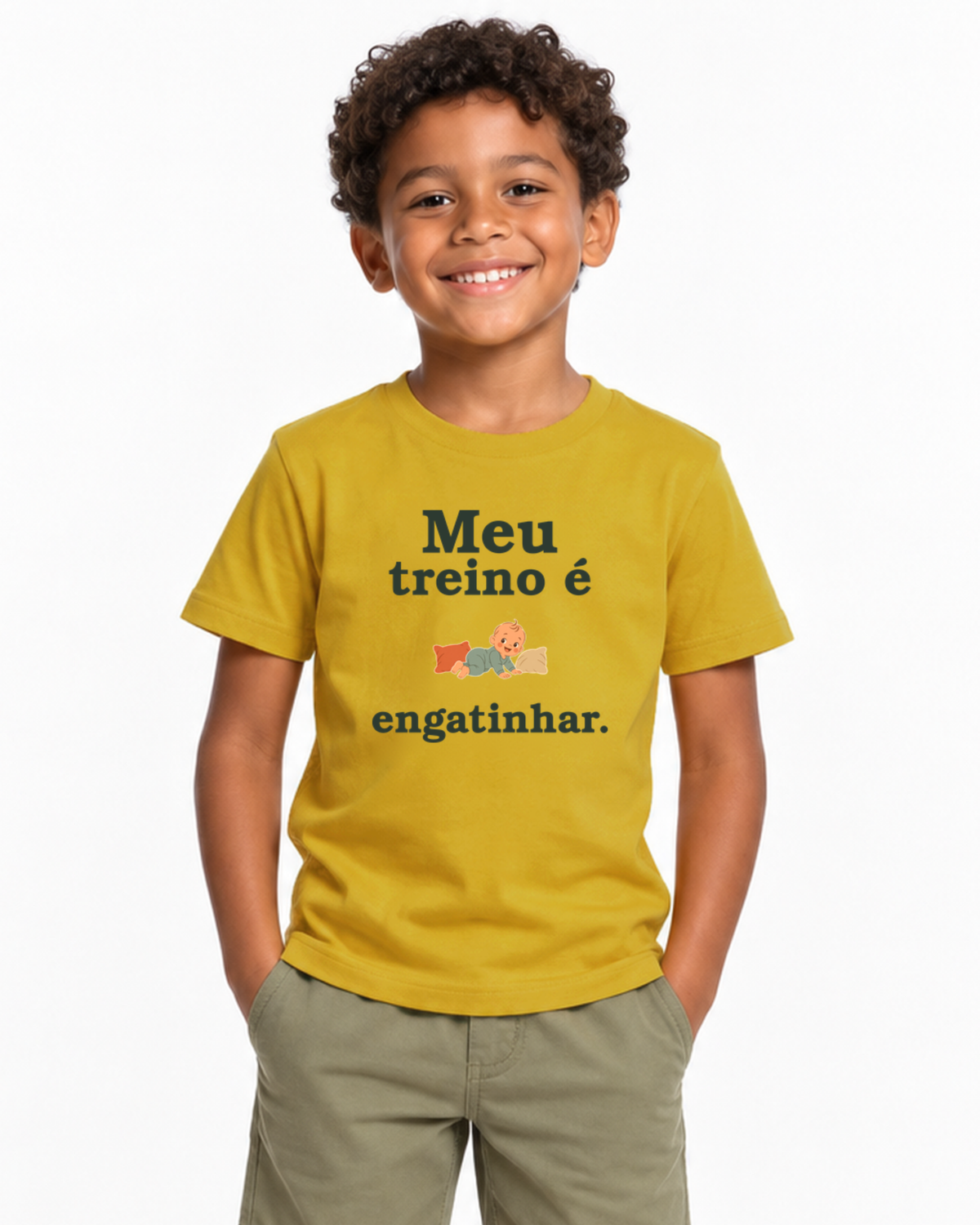 Camiseta Infantil - Treino no Tapete — foto com modelo