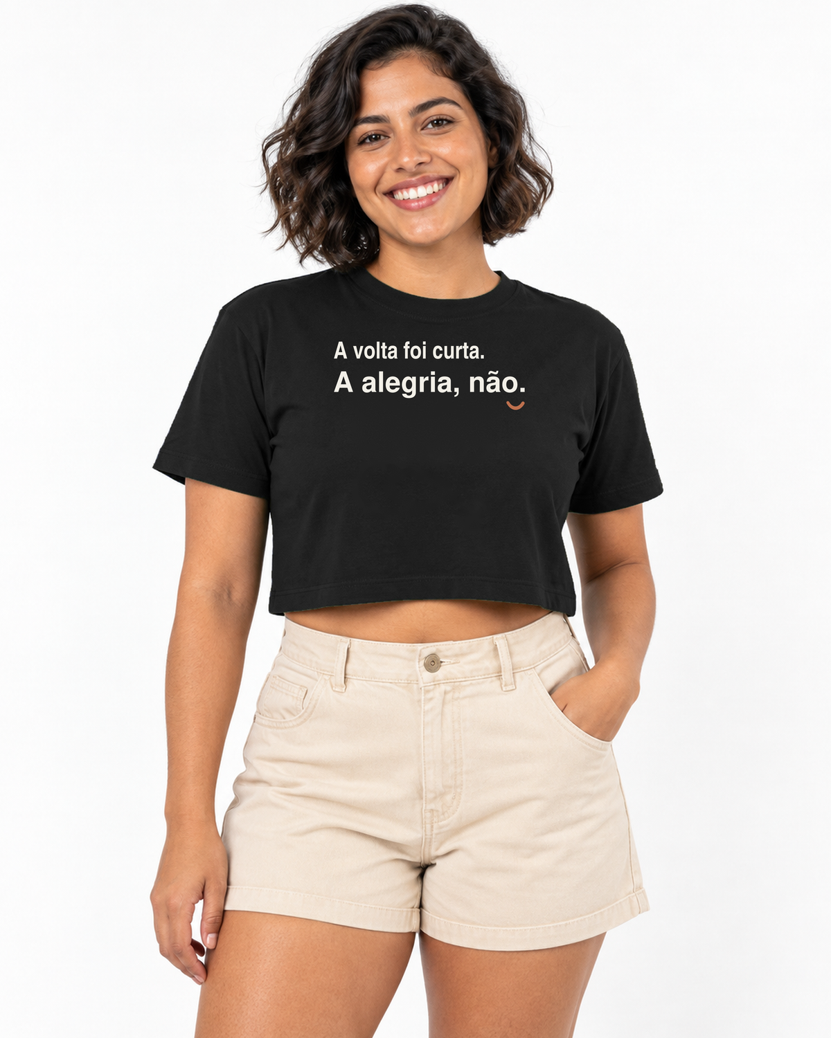 Cropped - Alegria Maior — foto com modelo.