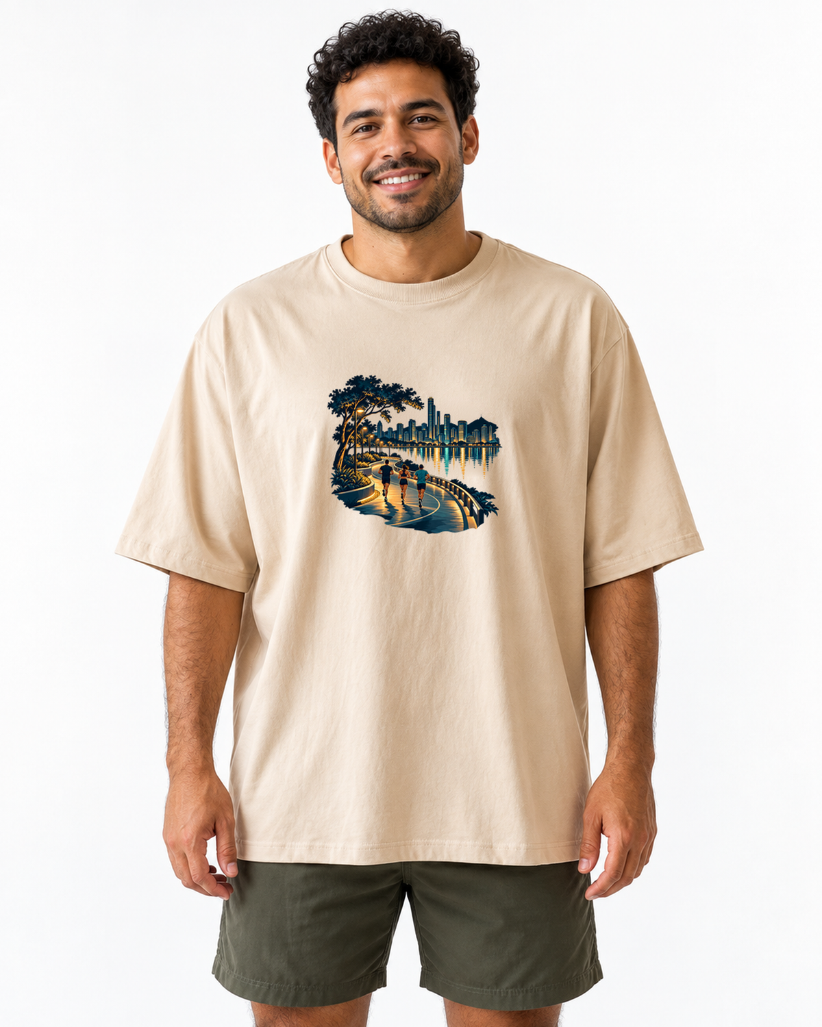 Camiseta Oversized - Noite Refletiva — foto com modelo