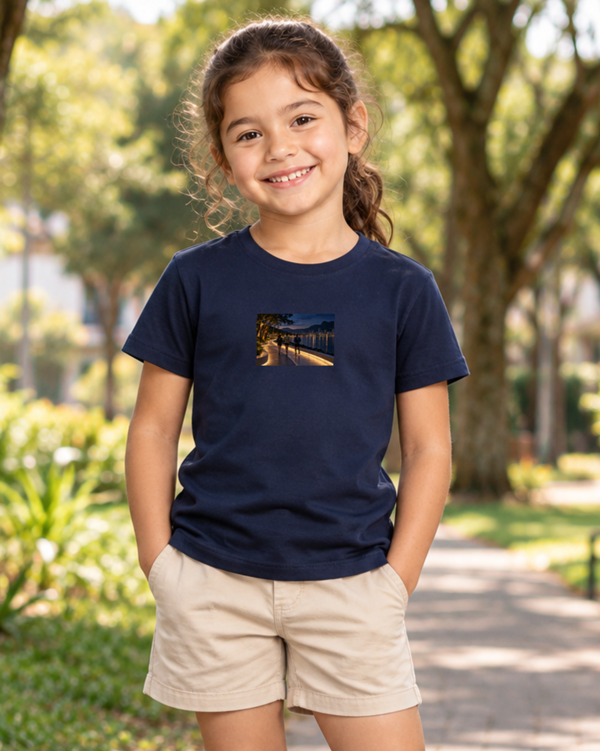 Camiseta Infantil - Noite Refletiva — foto com modelo