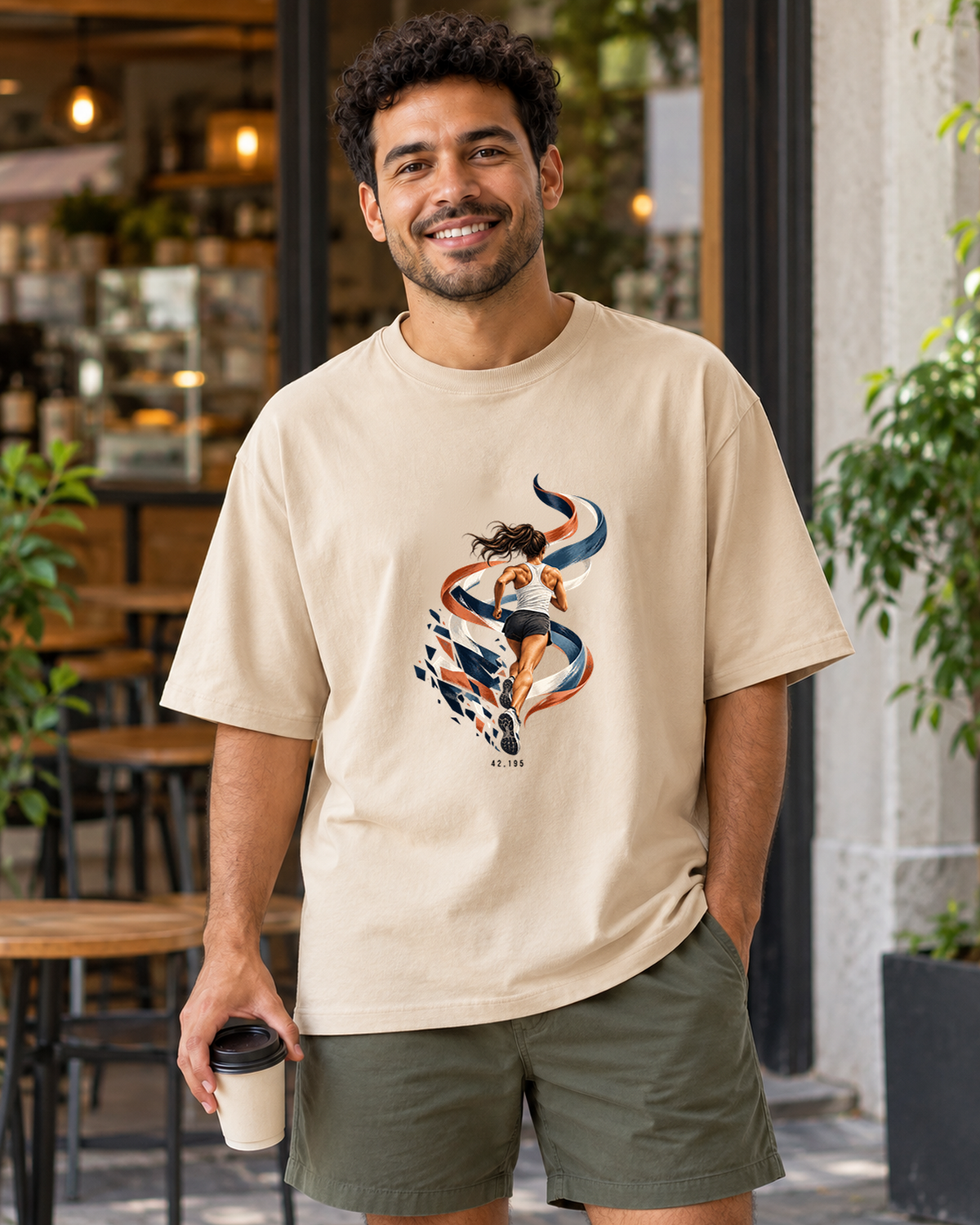 Camiseta Oversized - Dentro da Maratona — foto com modelo