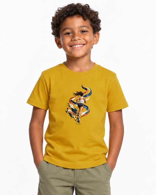 Camiseta Infantil - Dentro da Maratona — foto com modelo