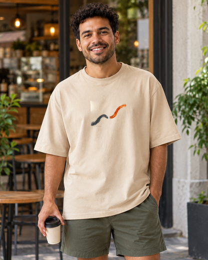 Camiseta Oversized - Voltei a Correr — foto com modelo