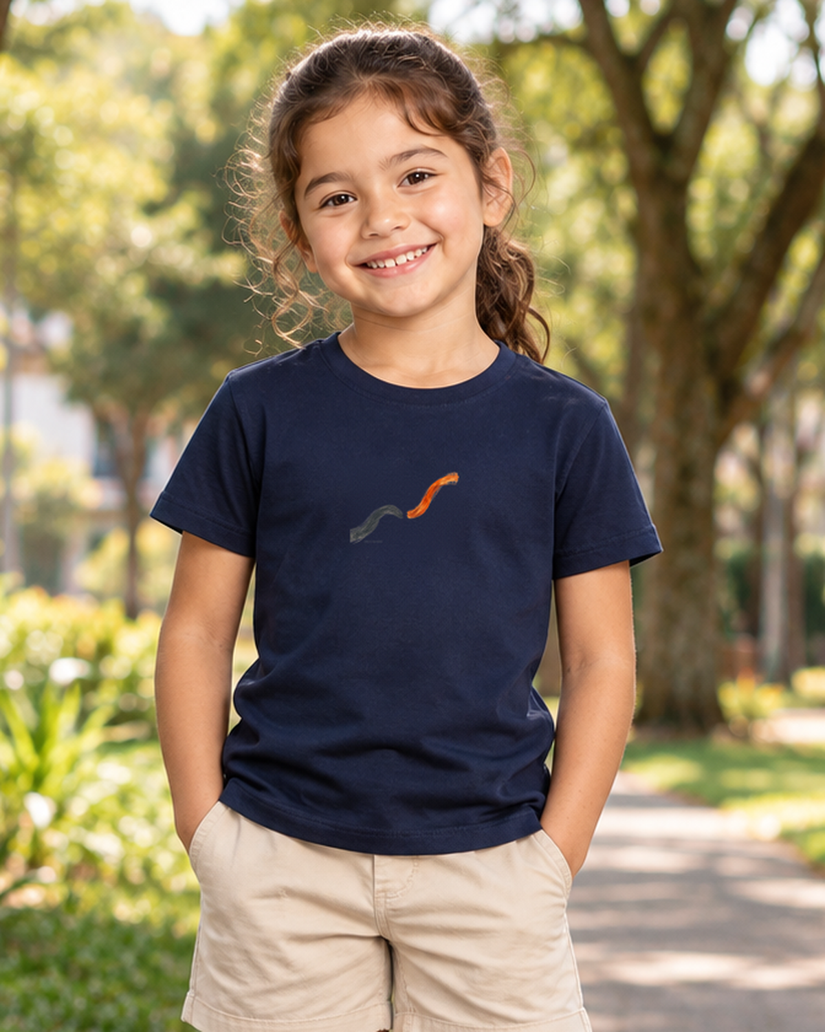 Camiseta Infantil - Voltei a Correr — foto com modelo