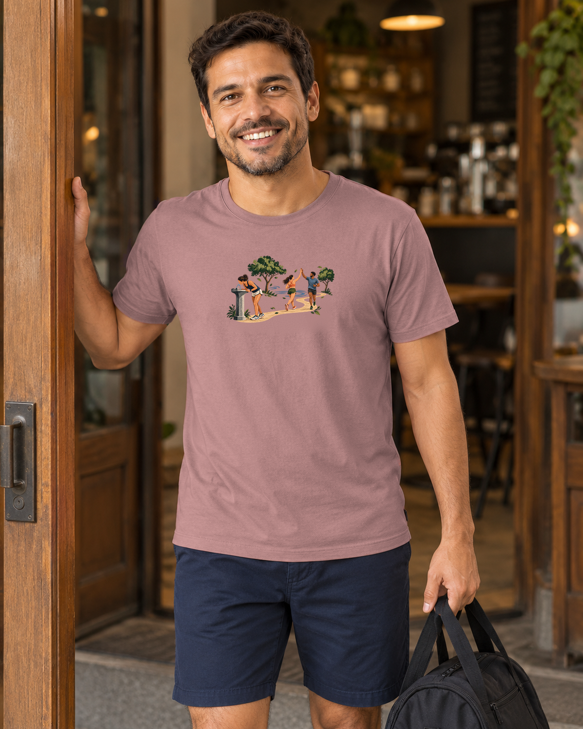 Camiseta Unissex - Primeiro Longão — foto com modelo.