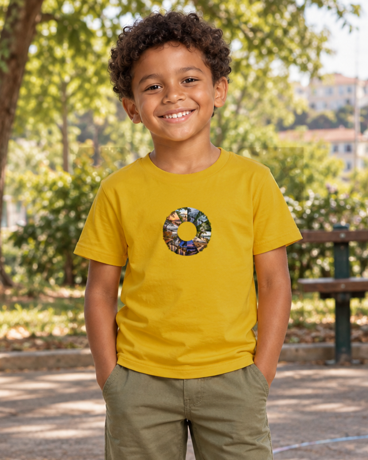 Camiseta Infantil - Um Ano em Movimento — foto com modelo