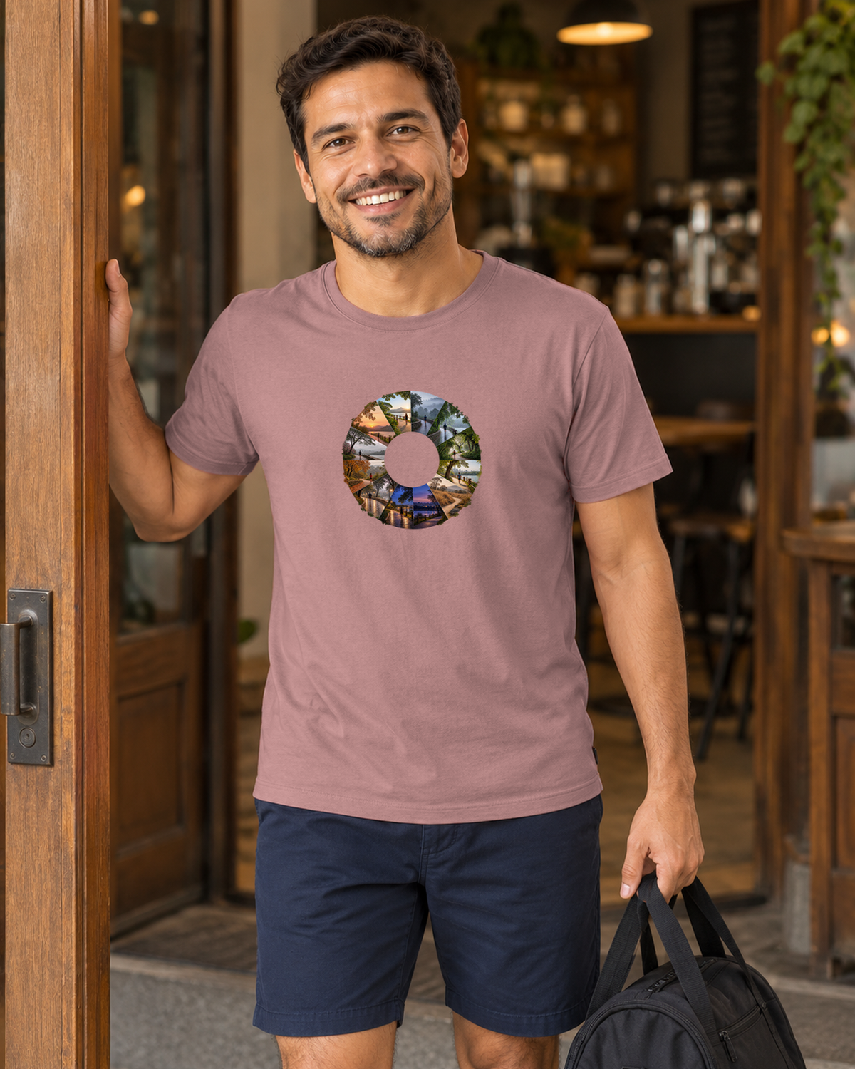 Camiseta Unissex - Um Ano em Movimento — foto com modelo.
