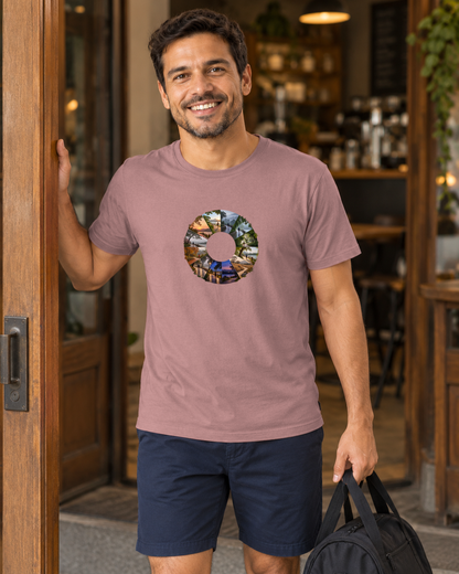 Camiseta Unissex - Um Ano em Movimento — foto com modelo.
