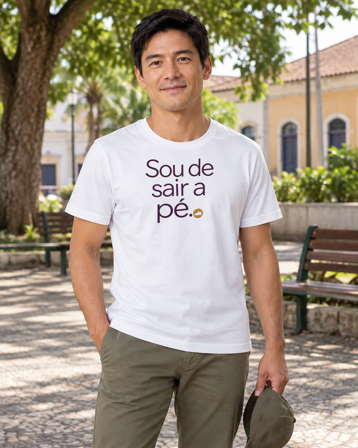 Camiseta Algodão Peruano - Gosto de Ir a Pé - IMG03 - Branca