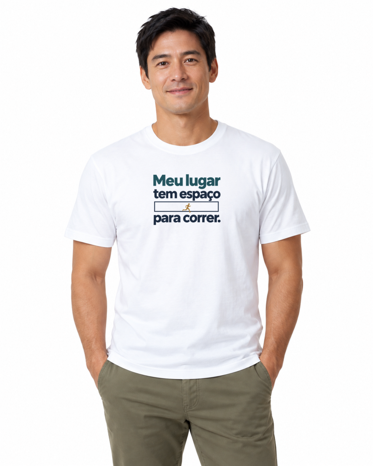 Camiseta Algodão Peruano - Lugar para Correr — foto com modelo