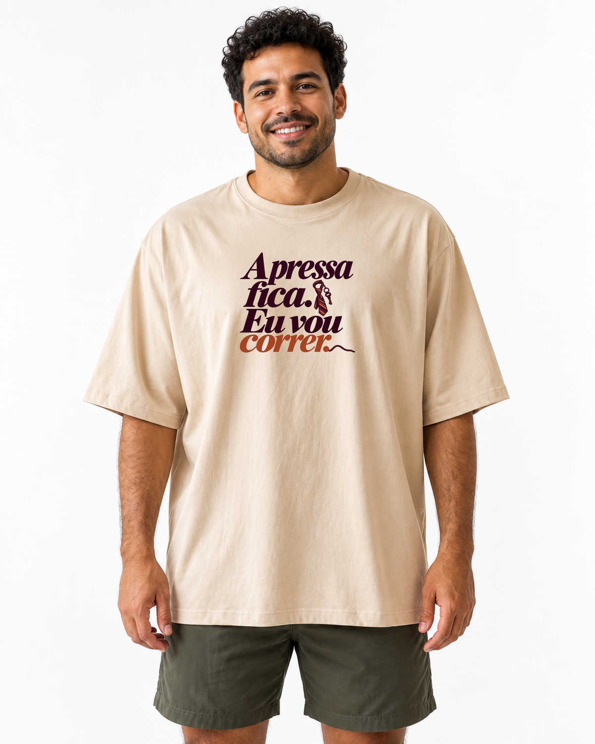 Camiseta Oversized - Pressa Pendurada - IMG01 - Areia