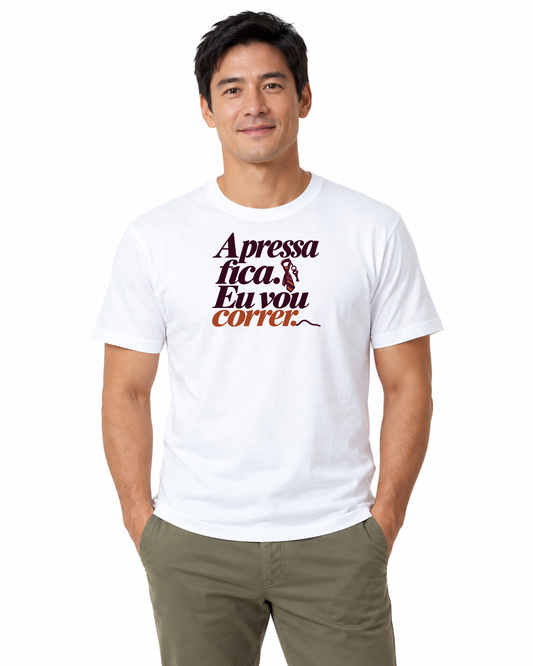 Camiseta Algodão Peruano - Pressa Pendurada - IMG01 - Branca