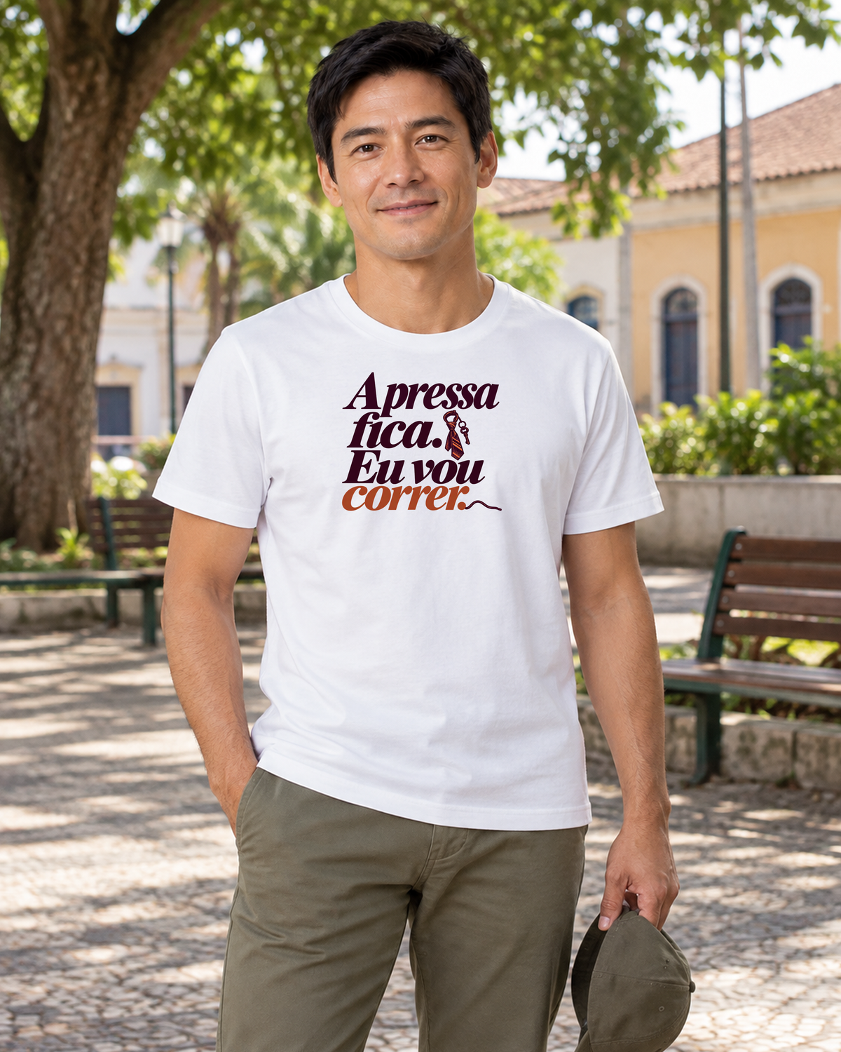 Camiseta Algodão Peruano - Pressa Pendurada - IMG03 - Branca