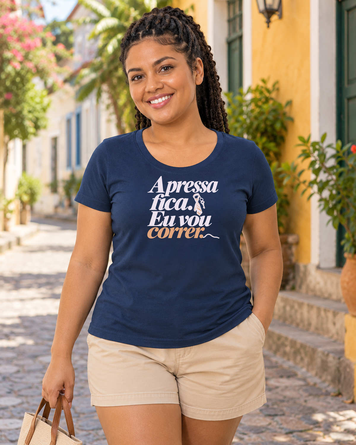 Camiseta Algodão Peruano - Pressa Pendurada - IMG04 - Marinho