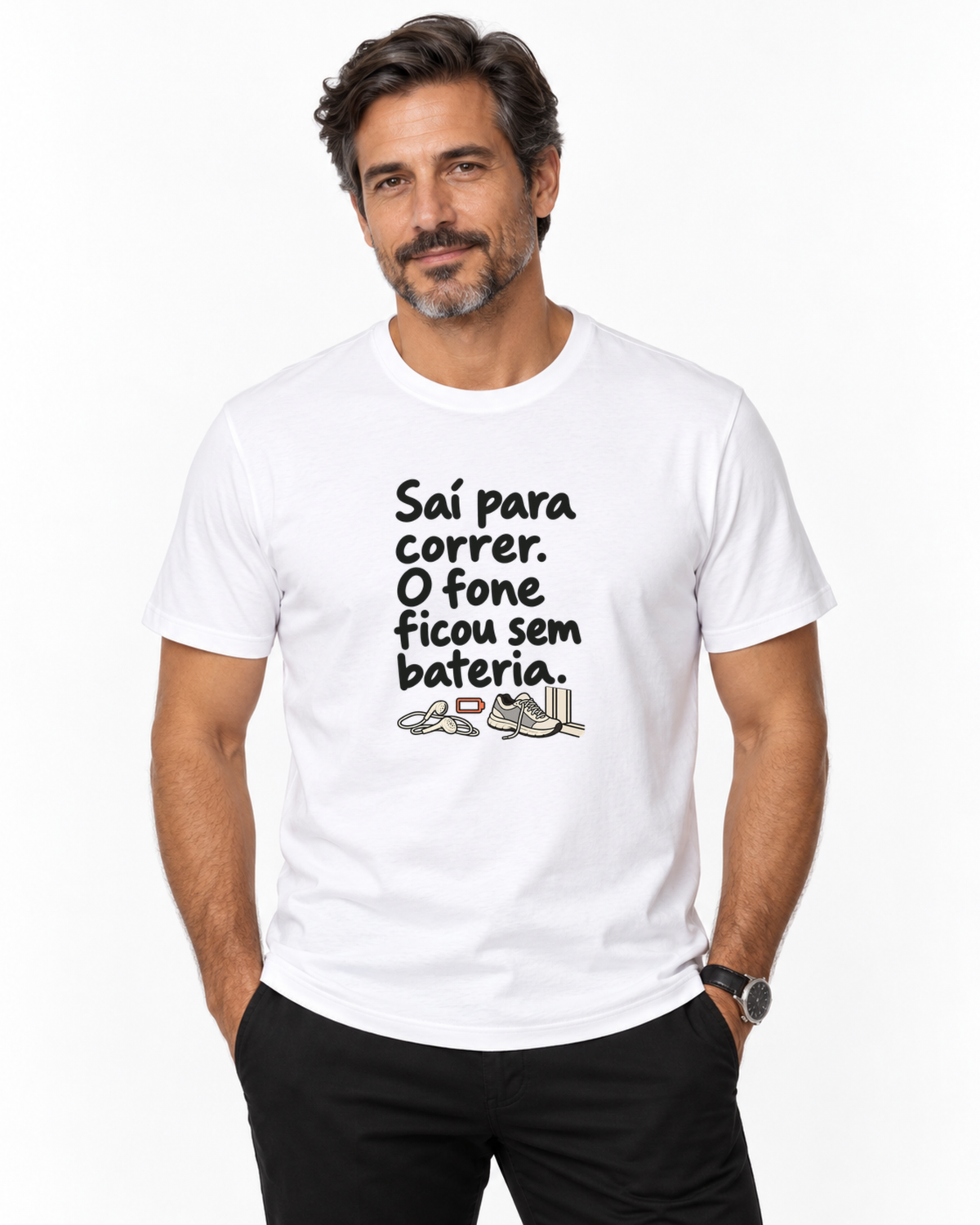 Camiseta Algodão Peruano - Fone Sem Carga — foto com modelo