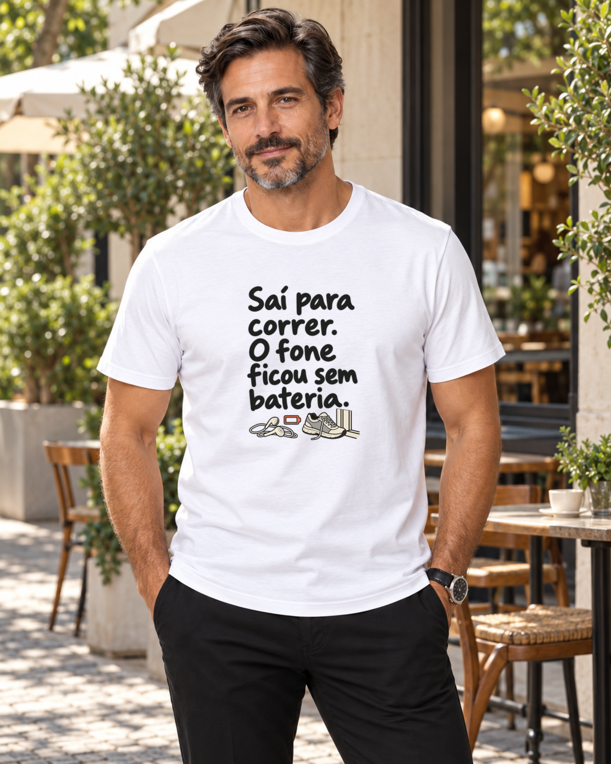 Camiseta Algodão Peruano - Fone Sem Carga — foto com modelo