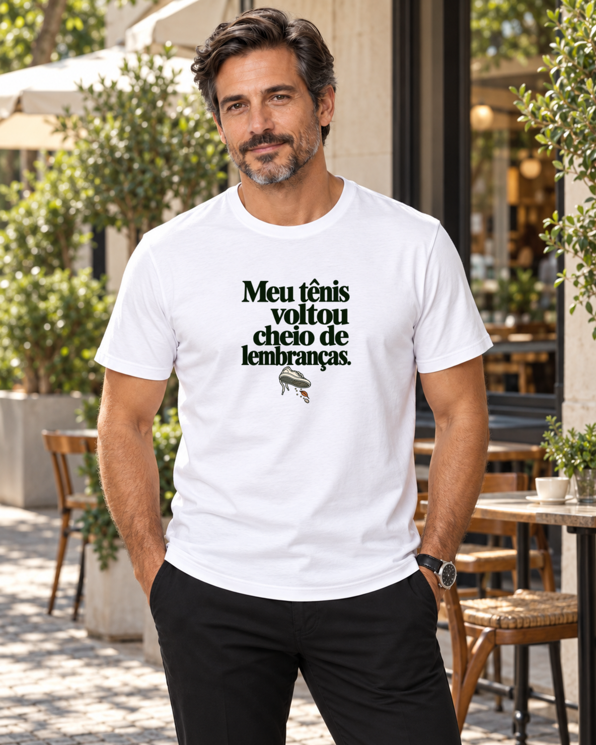 Camiseta Algodão Peruano - Areia de Brinde — foto com modelo