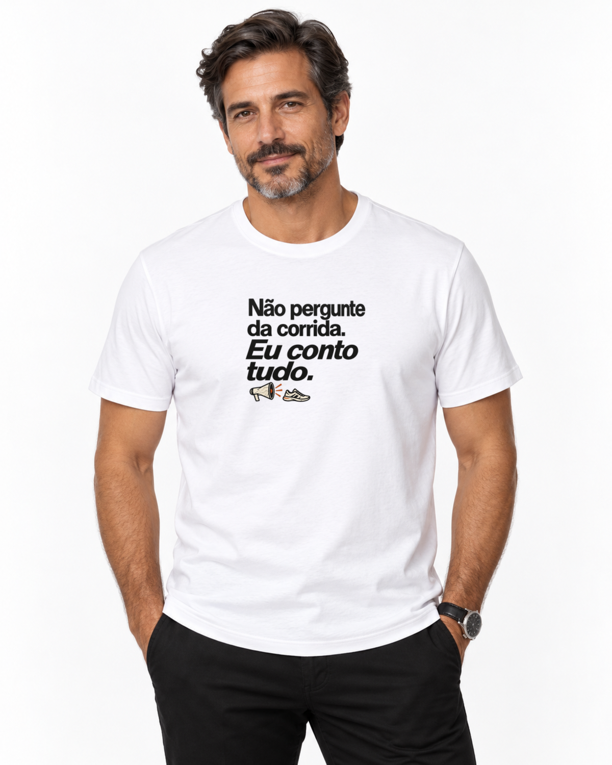 Camiseta Algodão Peruano - Cheguei no Assunto — foto com modelo