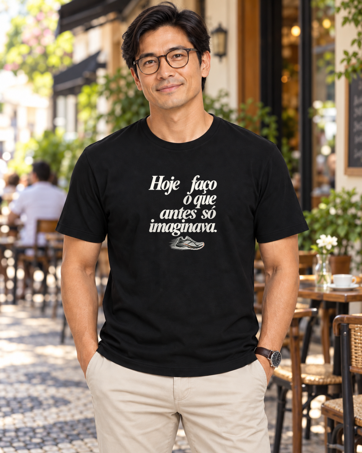 Camiseta Algodão Peruano - Passo que Antes Faltava — foto com modelo