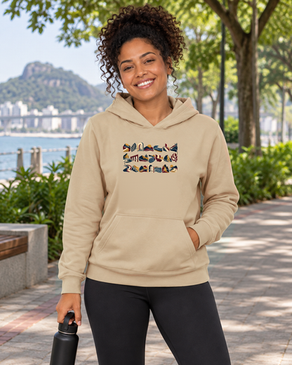 Hoodie Moletom - Meia História, cor Bege, modelo feminino, ambiente